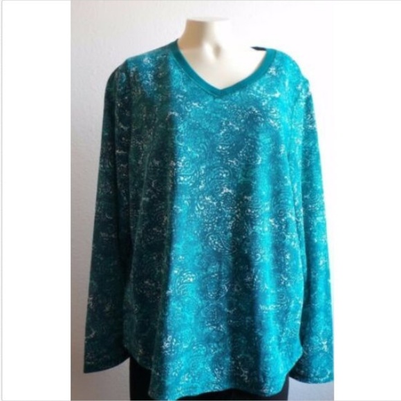 NWT Sonoma paisley teal ribbed top Plus 1X - Picture 6 of 7